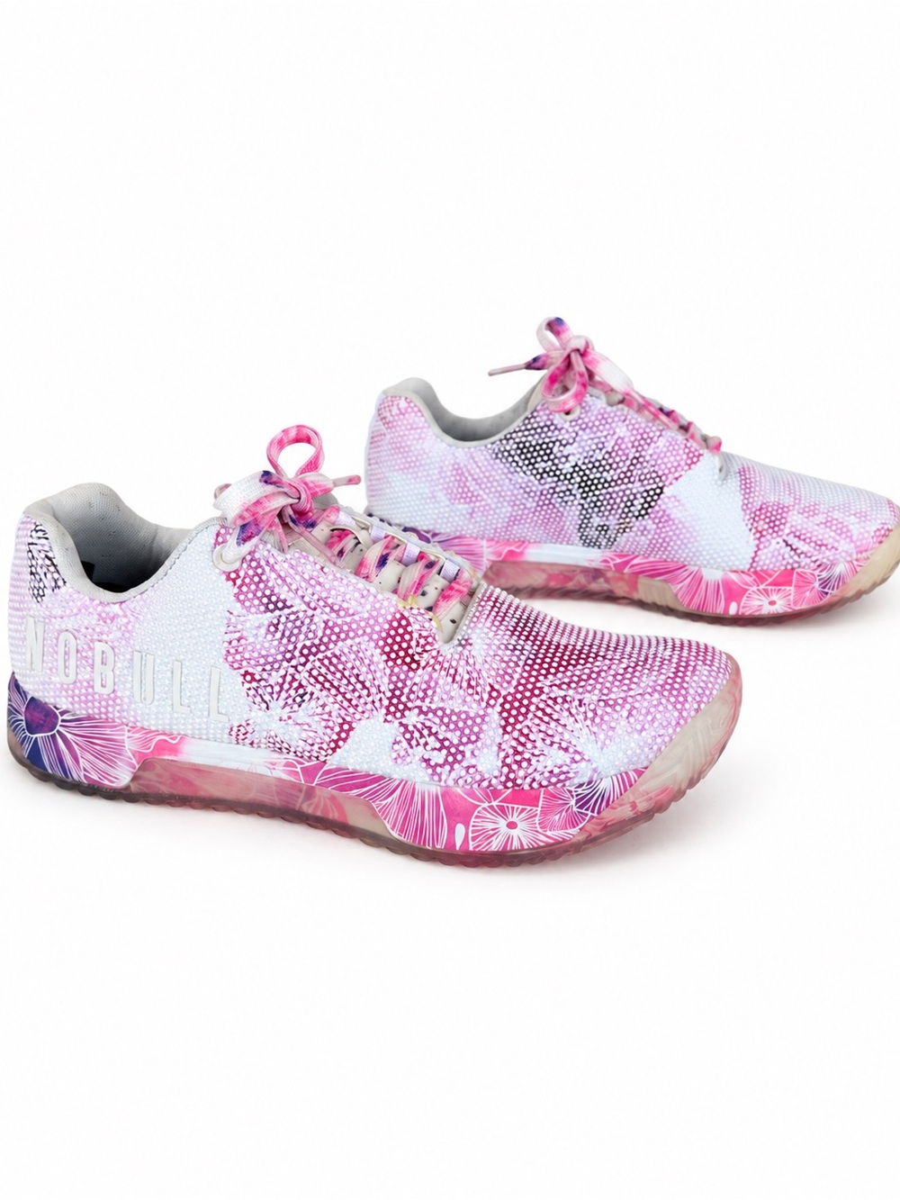 NOBULL Floral Trainer Pink White Cross Training Shoes Women’s 9 Men’s 7.5